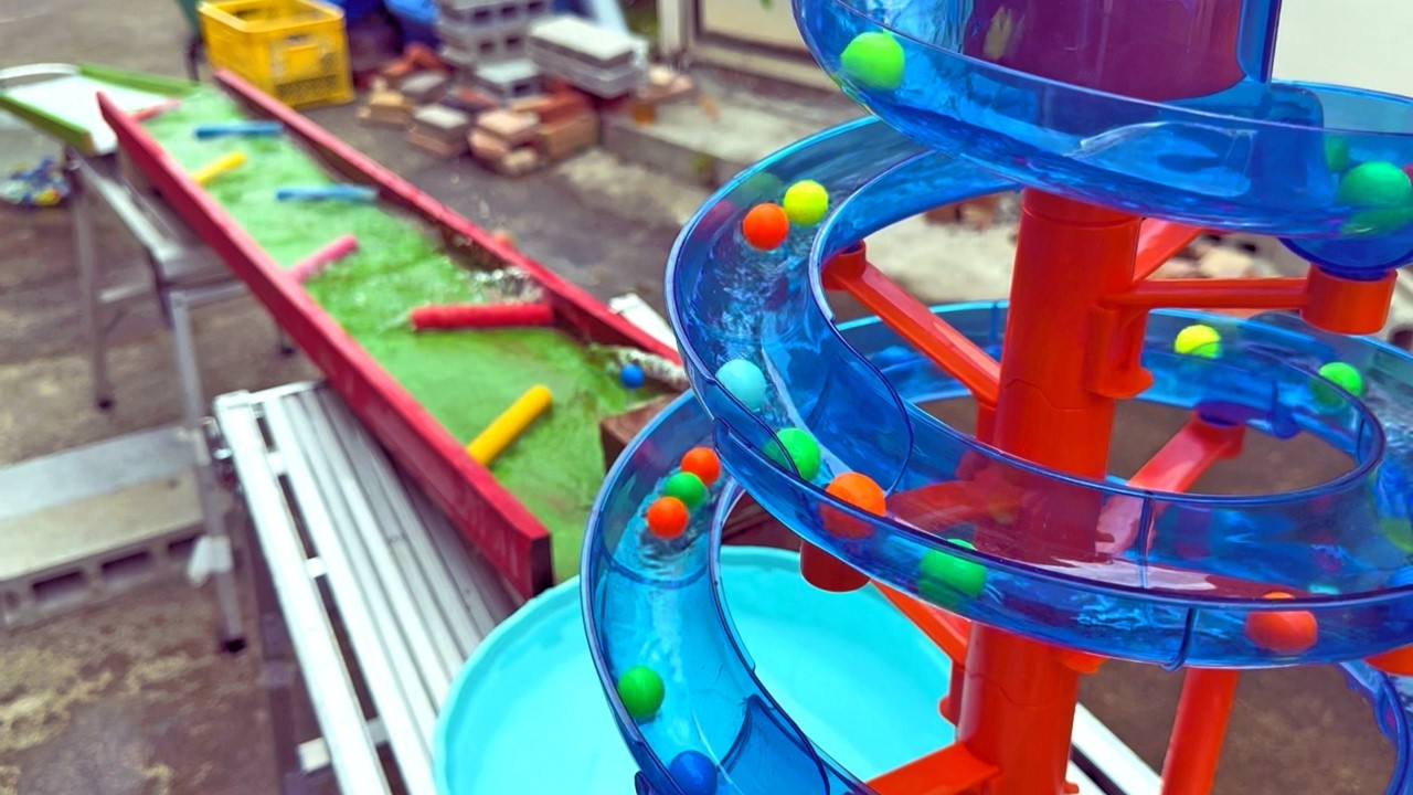 Marble Run Race ASMR☆Transparent Somen Slider × Transparent Capsule Ball Water and Healing Space