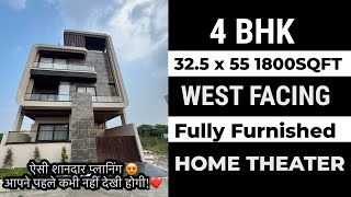 V224 | 32.5 x 55 sqft house plan | 4 BHK fully furnished villa for sale in indore 