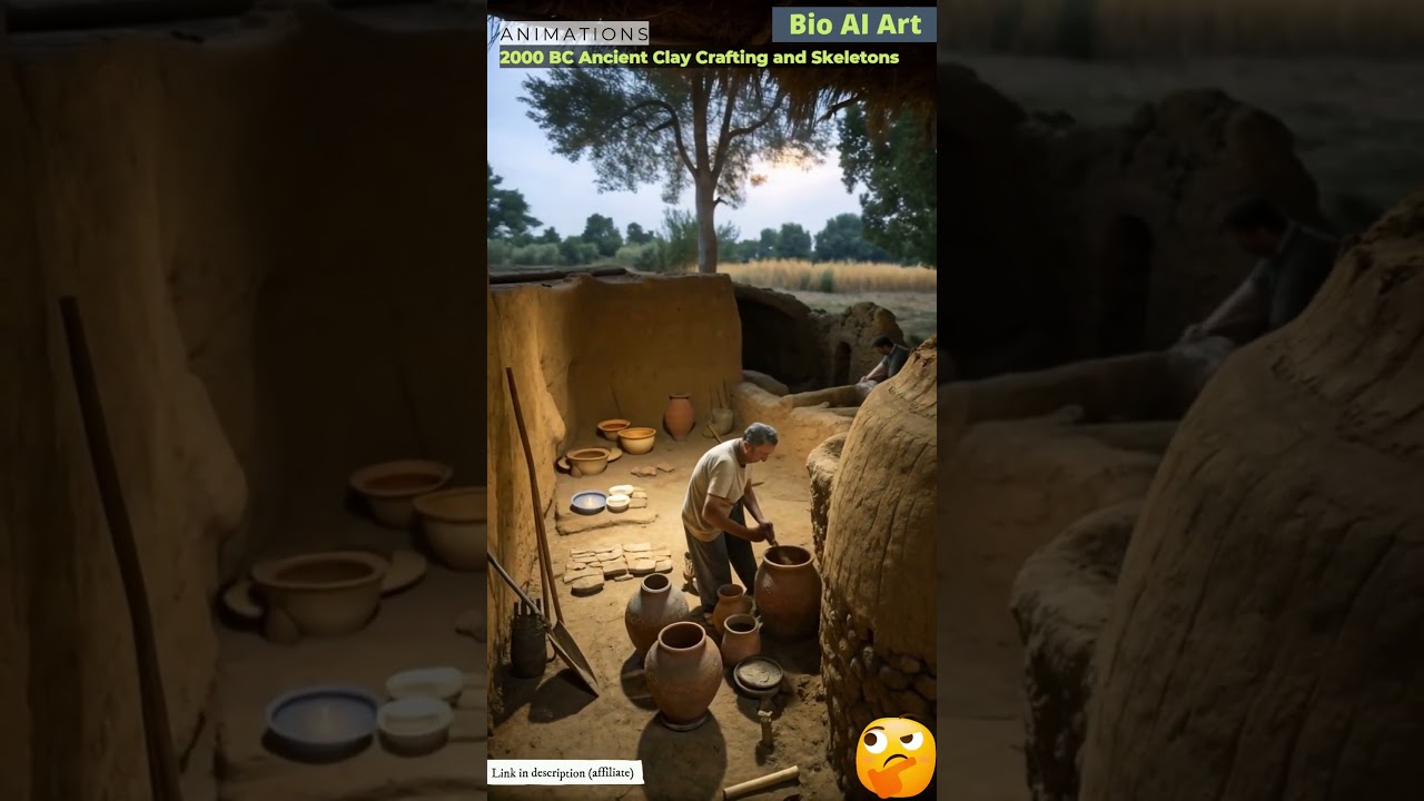 2000 BC Ancient Skeletons and Clay Crafting Animations | Bio AI Art | 28
