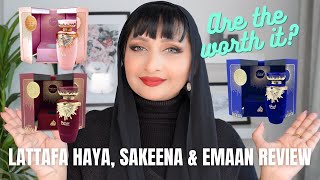 LATTAFA HAYA, SAKEENA & EMAAN REVIEW | MIDDLE EASTERN FRAGRANCE HAUL #simsquad