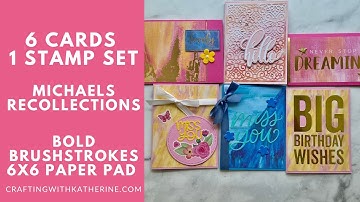 6 Cards | 1 Paper Pad - Michaels Recollections Bold Brushstrokes 6x6 Paper Pad