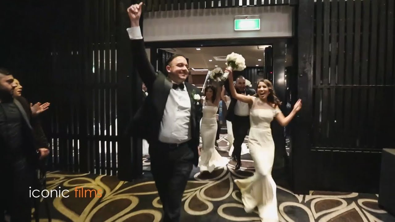 Group bridal party entry at a Lebanese/Italian WEDDING