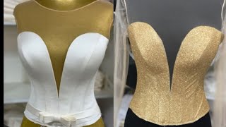 How to make a deep neckline bustier/Bustier Top tutorial/Bustier