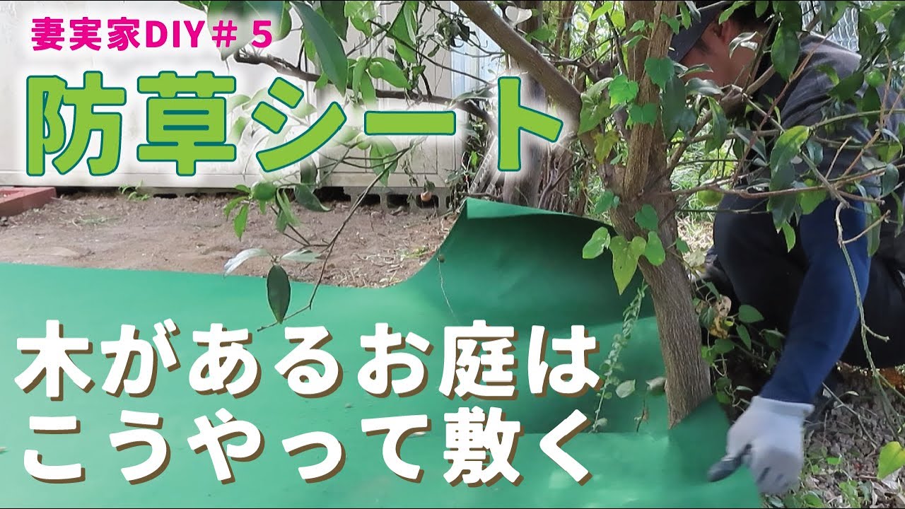 【庭DIY 庭作り】防草シートをDIYで施工。雑草対策しました。お庭手入れの方法。木・切り株・排水口、お庭に色々あるので障害物を避けるコツ［防草シートのコツ］［garden answer］