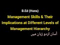 Management Skills and Their Implications at Different Levels of Management Hierarchy