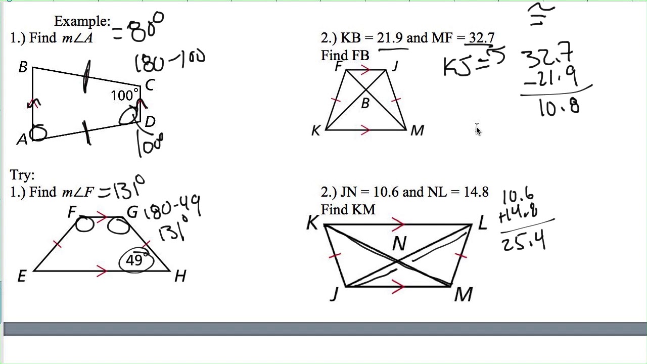 trapezoid and kites assignment answer key