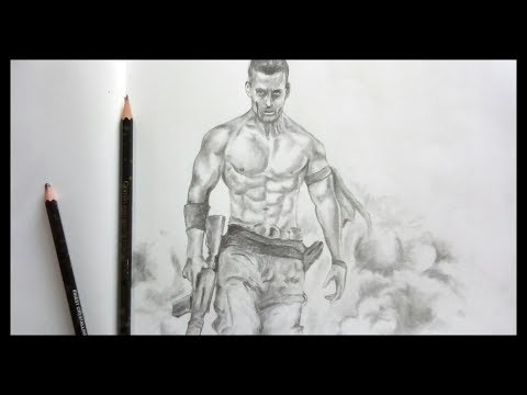 Tiger shroff drawing | how to draw tiger shroff | tiger shroff sketch of  baaghi।। Baaghi3 - YouTube