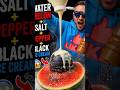 Watermelon + Salt + Pepper + Black Ice Cream = ?? 😱 #shorts #asmr #viral