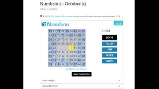 AI Solve Daily Numbrix 9 Puzzle: 10/23/2024 (ASMR)