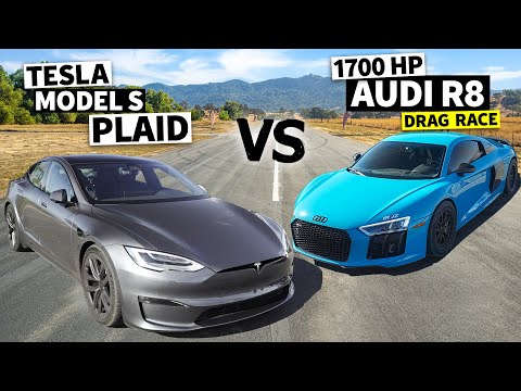 1700hp Twin Turbo V10 Audi R8 vs Tesla Model S Plaid // THIS vs PLAID