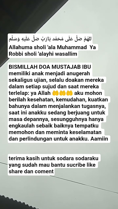 sesungguhnya hanya engkaulah sebaik baiknya tempatku memohon #sholawat #doa #doaibu #doamustajab #yt