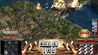 Command & Conquer Generals Shockwave  China Special Weapons 1 vs 5 HARD Generals (1080p 60fps) P52