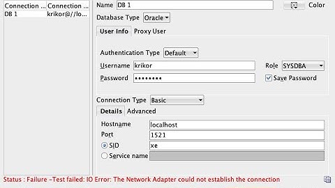the network adapter could not establish the connection-oracle SQL developer by using listener