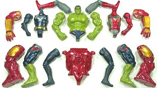 merakit mainan hulk smash vs batman vs spider-man vs hulk buster~ avengrs