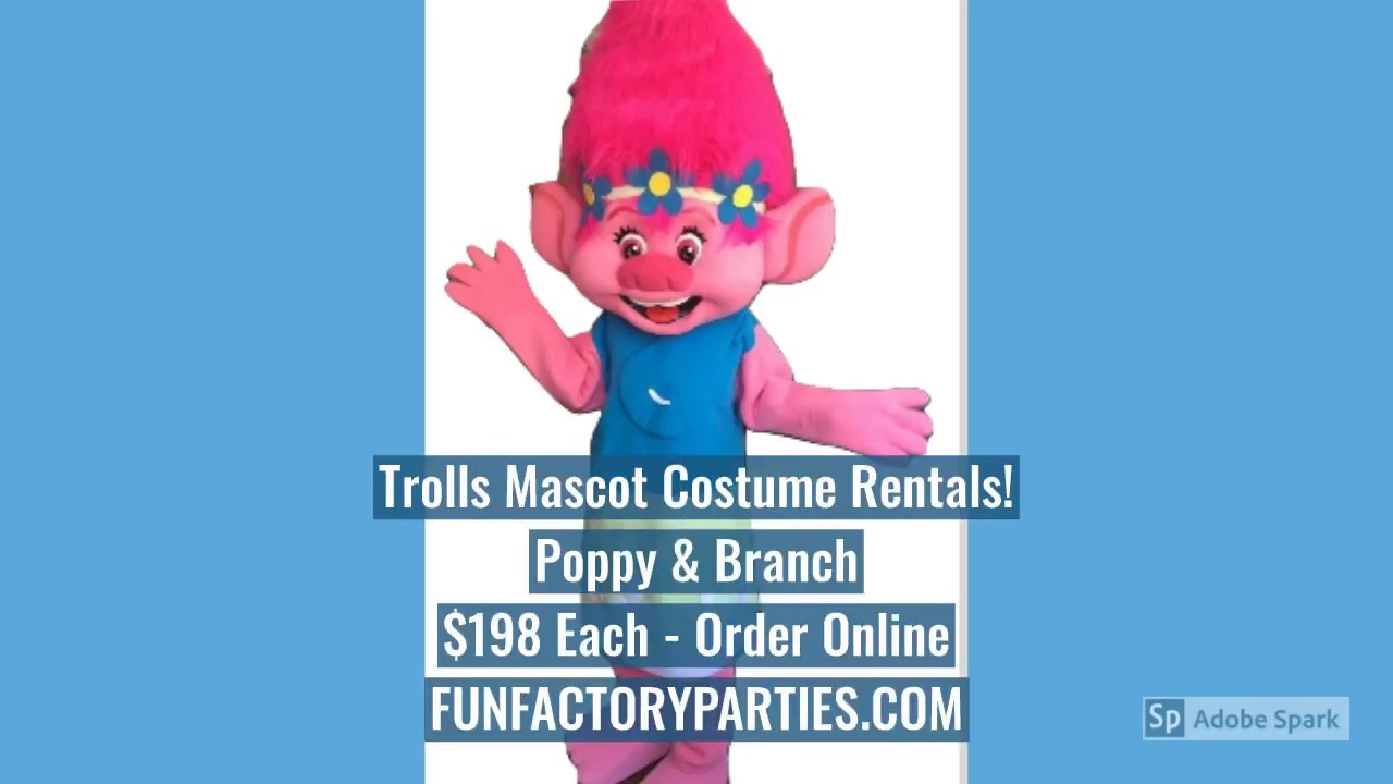 Trolls Birthday Character Costume Rentals Adult Poppy Trolls Mascots