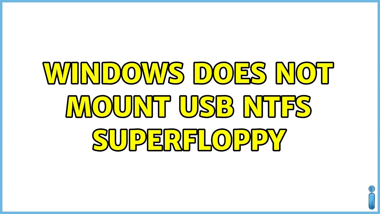 Windows does not mount USB NTFS superfloppy YouTube