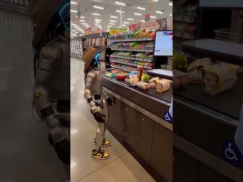 Robot doing grocery 😁😁 #robot #robotics #robots #funny #usa #fyp #messi #ronaldo #nepal #mbappe