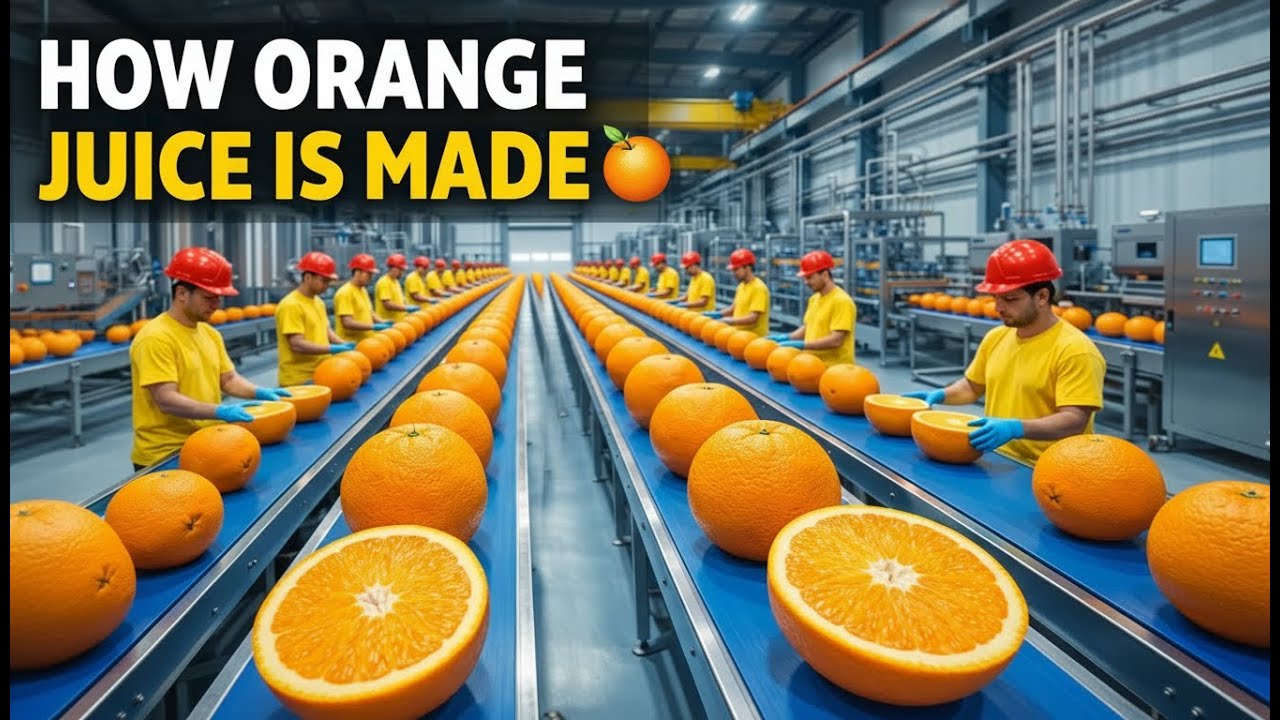 Inside a Modern Juice Factory | Step by Step Orange Juice Production from Farm to Bottle