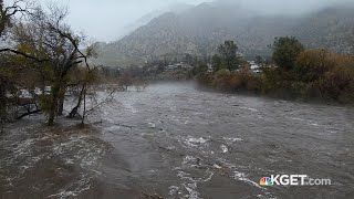 Kern River in Kernville seen rising during heavy rain
