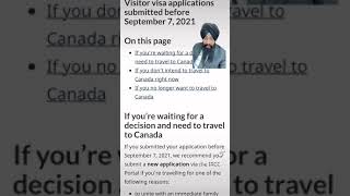Visitor visa applications submitted before September 7 2021 need to Resubmit the applications