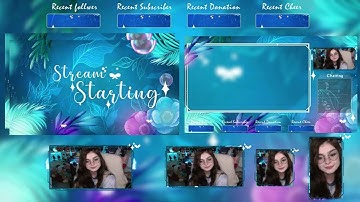 🌊🔵💻 Summer Bubble Blue Twitch Overlays 🌴☀️