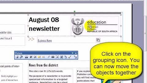 M16(10) How to group or ungroup objects in MS publisher 2007