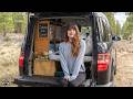 6 years of car living  her honda element as a tiny home