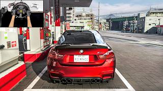 800HP BMW M4 F82 Straight-Piped Driving on JP Road | Forza Horizon 6 | 4K Steering Wheel Gameplay screenshot 5