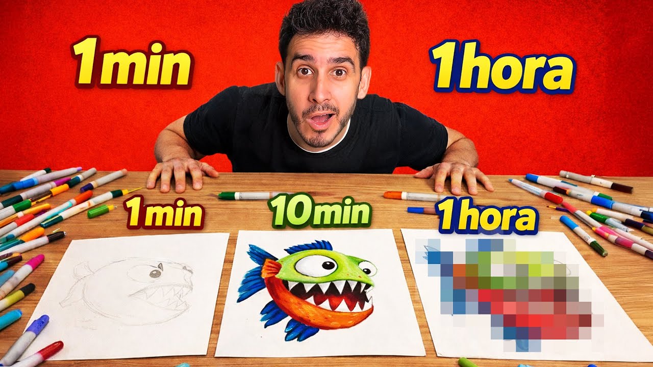 Dibujé lo mismo en 1 Minuto, 10 Minutos y 1 Hora 🎨 Dibujo en Velocidad