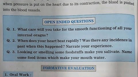 Std. 4 EVS. 1 Lesson 11 A Look Inside the Body Open Ended Question Answers Maharashtra Board