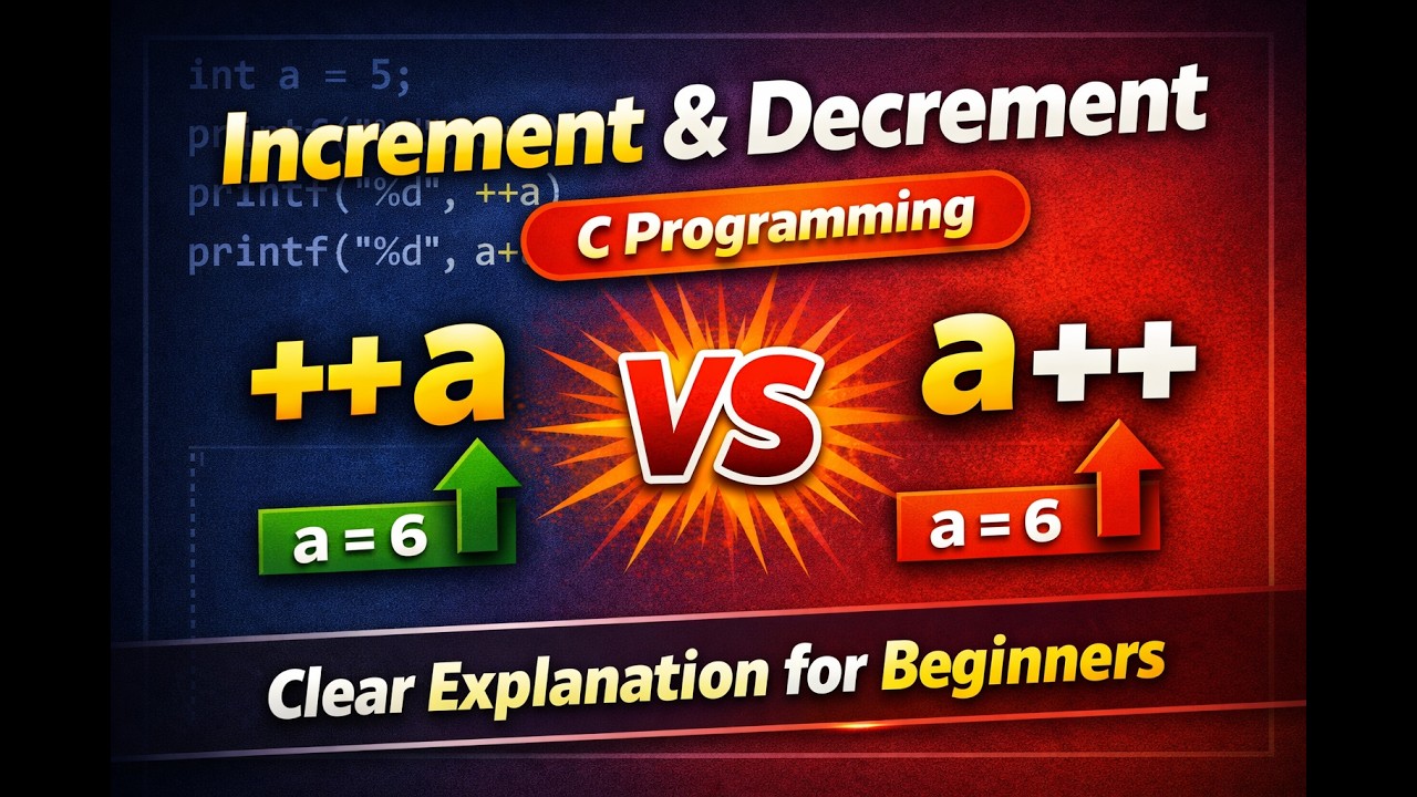 Increment and Decrement Operators in C | Pre vs Post ++ and ...