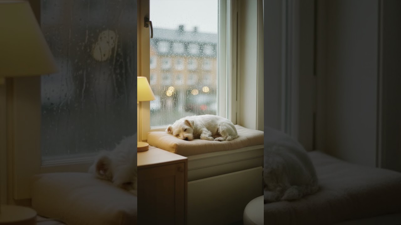 🐾 Rainy Window – Calming Music for Anxious Dogs | Lazy Paw Dreams 🌧️