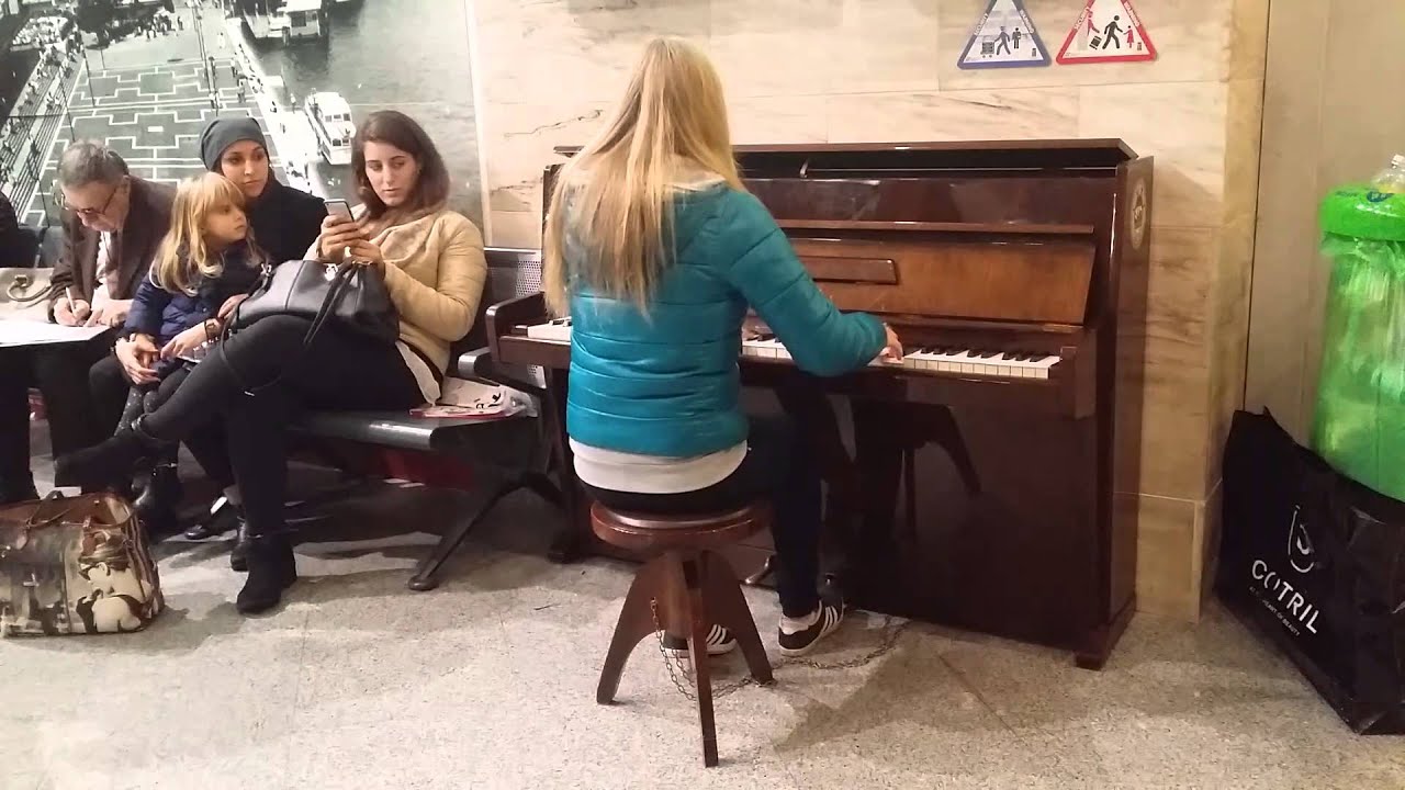 Random Amateur Girl Playing River Flows In You In Venice Santa Lucia Train Station Youtube