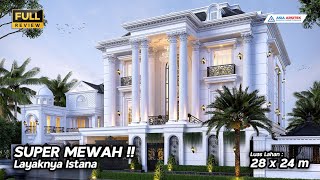 Desain Rumah Mewah Klasik 3 Lantai di Lahan 28x24 m