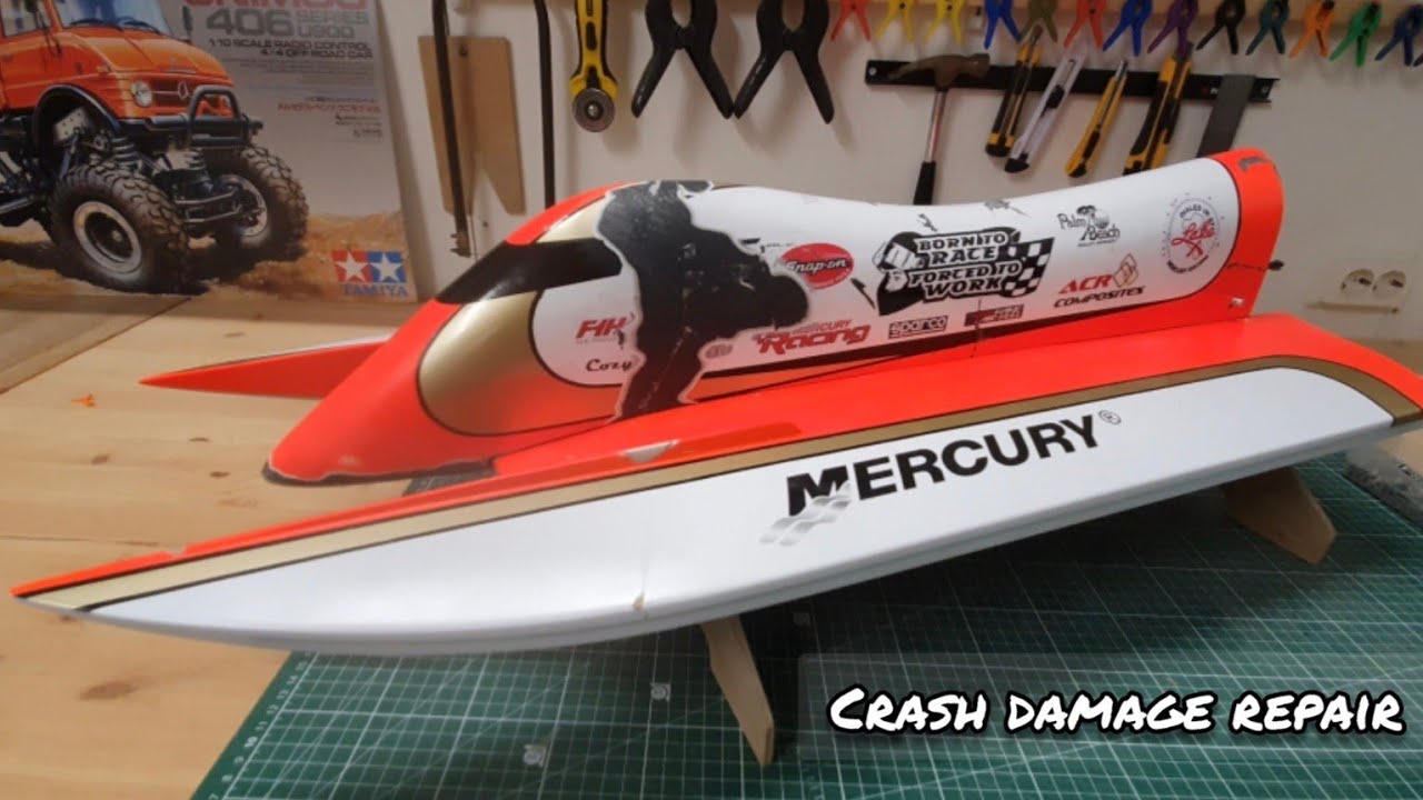 RC boat build: Damage Repair of RC F1 Powerboat. - YouTube