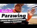Paddle vs Parawing downwinder with crossed on-shore wind. Who wins?