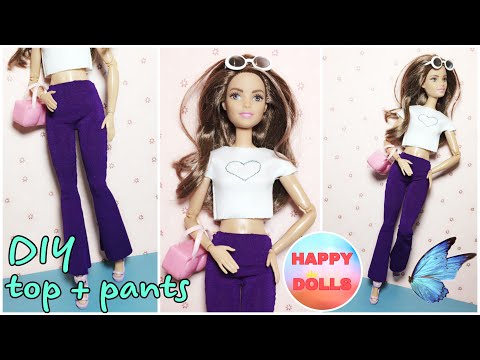 Video DIY Croptop & Flared Pants | How to make doll clothes... - youtube