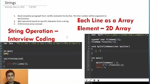 Embedded C Coding Interview ||Part 6 ||String Operation||2-D Array Concept || Moving Lines to Array
