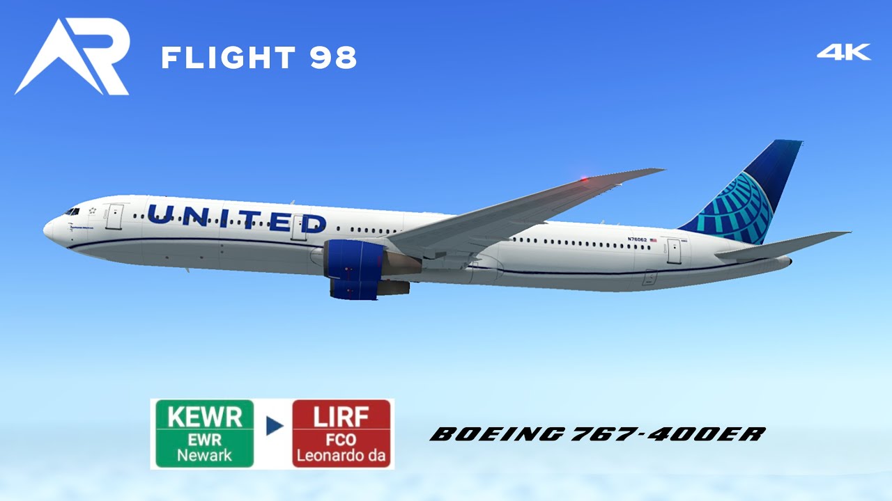 United Airlines Boeing 767-400ER KEWR-LIRF | RFS Real Flight Simulator Flight 98 - IN 4K