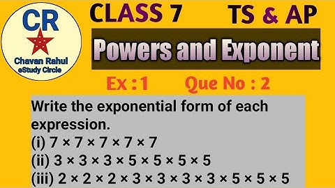 Q : 2 Ex :11.1 Chapter- 11 Maths [Powers and Exponents] ||Class 7|| TS & AP Syllabus & NCERT