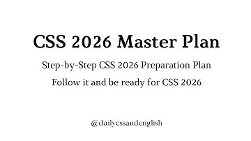 CSS 2026 Master plan | CSS 2026 Roadmap | CSS preparation for beginners | CSS preparation strategy
