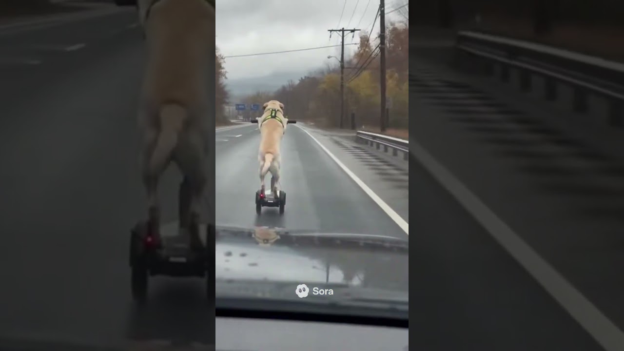 Копы гонятся за собакой на скутере!