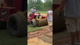 Big roll sod installation.