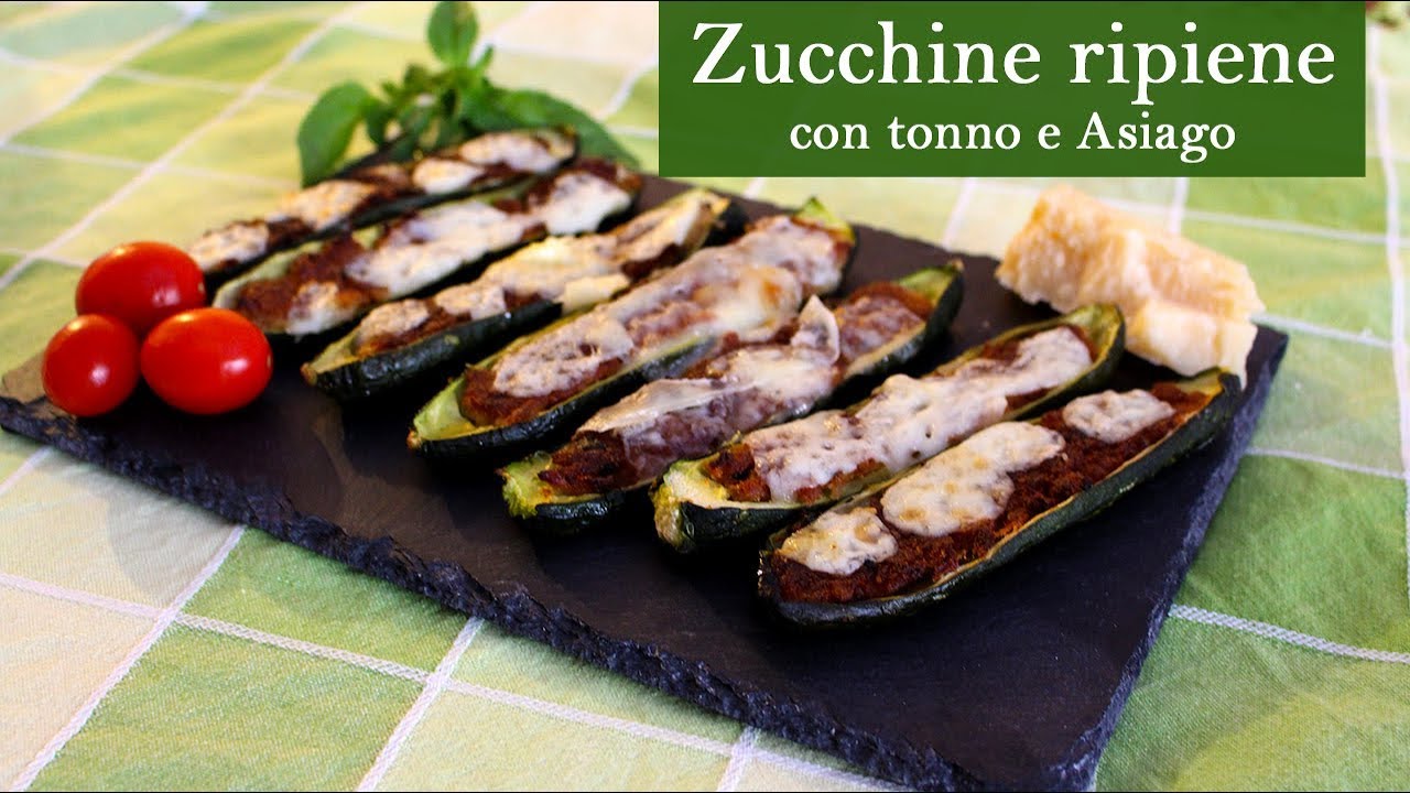 Zucchine al forno ripiene con tonno e Asiago | FACILI E VELOCI DA FARE ...