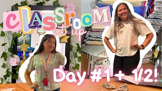 setting up my classroom for a little 🌿✨ | files, daily schedule, & aesthetic decor!