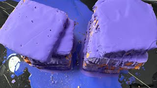 Tower of Orange Slabs pour purple paste