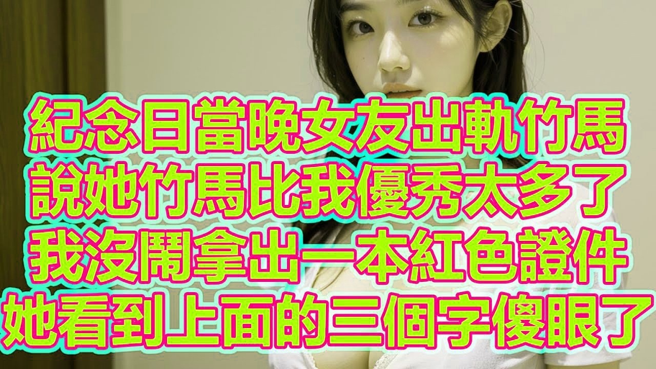 紀念日當晚女友出軌竹馬，說她竹馬比我優秀太多了，我沒鬧拿出一本紅色證件，她看到上面的三個字傻眼了