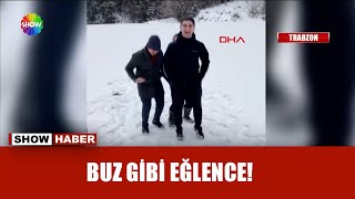 Buz Tutan Derede Zıplayınca Suya Gömüldüler