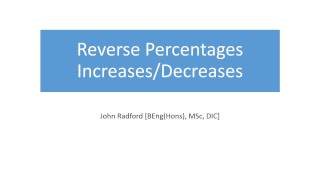 Reverse Percentages