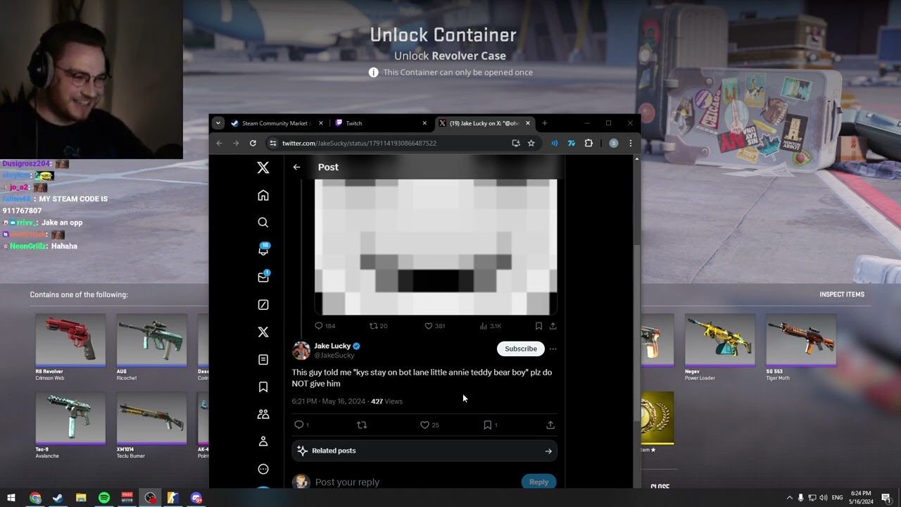 Jake Lucky EXPOSED ohnePixel ingame chat on League